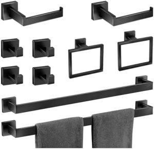 Baderomsutstyr |  Baderomsutstyrsett 1 stk Matt svart håndklestangsett 24 tommer, håndkleoppheng, rustfrie stål badekåpekroker, veggmontert toalettpapirholder Baderomsutstyr Baderomsutstyr
