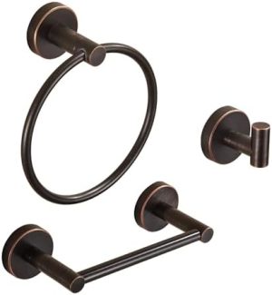 Baderomsutstyr |  Bronse Baderomsutstyr Sett, Oljebehandlet Bronse Toalettpapirholder, Håndkleholder, Badekåpekroker, Veggmontert Håndkleholder, Badeaccessoirer i Rustfritt Stål, 3 Deler Baderomsutstyr Baderomsutstyr