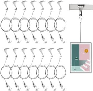 Bildeopphengingsutstyr |  14-pakning Bildehylle Opphengssett, Solid Justerbare Ståltrådskroker, 30 Kg Maksimal Belastning Veggopphengssystem for Rammer og Kunstverk, Sølv Bildeopphengingsutstyr Bildeopphengingsutstyr