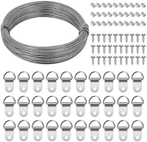 Bildeopphengingsutstyr |  Bildeoppheng med Tråd – Robust 91-delt Bildeopphengssett, Vegghaker for Oppheng av Bilder med Tråd, Skruer, D-Ring, Løkkehylser for Bilderammer, Speil, Kunst (N8) Bildeopphengingsutstyr Bildeopphengingsutstyr