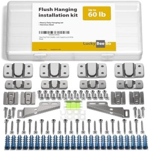 Bildeopphengingsutstyr |  Tungt belastet flush installasjon hengende kit – Flush mount brakett oppheng, sammenkoblingsdesign, skruer, sagtenn ramme oppheng, nivå. Støtter opptil 27 kg. Bildeopphengingsutstyr Bildeopphengingsutstyr