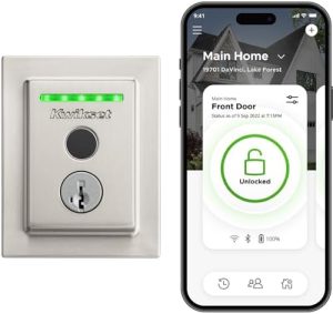 Dørbeslag og låser |  Halo Fingerprint Wi-Fi Smart Lock, Nøkkelfri inngangsdør med lavprofil dødbolt, Grad Aaa sertifisert, livslang satin-nikkel finish, enkel installasjon uten hub, appkontroll, digital fjernlås. Dørbeslag og låser Dørbeslag og låser