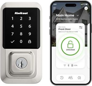 Dørbeslag og låser |  Halo Wi-Fi Smart Lock, Nøkkelfri inngang til ytterdør, Dørlås med appkontroll, Grad Aaa sertifisert, Enkel installasjon uten hub, Livstid satin nikkel finish, Berøringsskjerm, Digital fjernlås Dørbeslag og låser Dørbeslag og låser