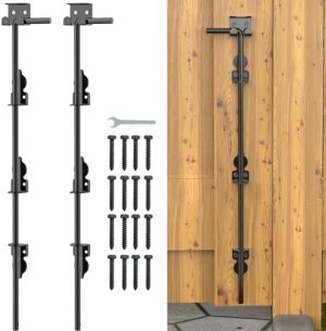 Gateutstyr |  36″ Kilebolt Fallstang for Port, Kraftig Portlås for Trehegn og Metallporter, Portbunnstopp Hardware for Tre, PVC, Vinyl og Metallporter, 2-pakning Gateutstyr Gateutstyr