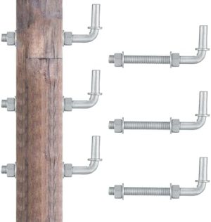 Gateutstyr |  6 stk 6″ J-bolt porthengsel, tungt J-bolt gårdsporthengsel med 5/8″ hannpinne for kjede-lenke gårdshekk, treport dørutstyr, inkludert muttere og skiver. Gateutstyr Gateutstyr