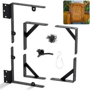 Gateutstyr |  Anti Sag Gate Frame Kit – Portkarmsett med hjørneforsterkning – Tungt utstyrt No Sag Kit – Portsett for gjerder – Porttilbehør med portlås for tre gjerder, innkjørselporter, boddører, innhegningporter og trevinduer. Gateutstyr Gateutstyr