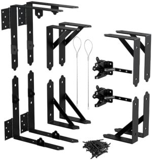 Gateutstyr |  Anti Sag Port Kit For Trekkjerd, Port Hjørne Støtte Brakett Ramme Kit, Tungt Utstyrt Juster Et Port Støtte Hardware Kit Med Selvlåsende Port Lås For Innkjørsel & Innhegning Porter, Skur Dør, Trevindu, 2 Sett Gateutstyr Gateutstyr