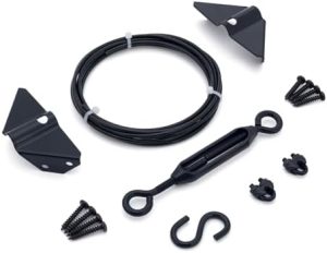 Gateutstyr |  Holdbar Anti-Sag Port Kit for Trehegn, Anti-Sag Port Støtte Kabel Kit i Sink, Anti-Sagging Hegnsport Kit Stål Port Utstyr, Tre Dør Reparasjonskit for Utendørs, Port Ramme Kit Svart Gateutstyr Gateutstyr