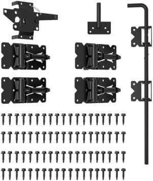 Gateutstyr |  Selvstengende gjerdeporthengsler, portlås, 24″ nedfellbar stangbolt for porter – Enkel å installere – Kraftig portstopperutstyr for tre-/vinylgjerder – Trygg, sikker, solid, holdbar (Ztwj) Gateutstyr Gateutstyr