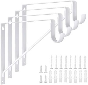 Hyllestøtter og -fester |  4-pakning med kraftige klesskapstangholdere 11 x 11 x 1 tomme, hvite klesskapstangstøtter i stål for oppheng av klær, veggmonterte hyller og tanger med skruer Hyllestøtter og -fester Hyllestøtter og -fester