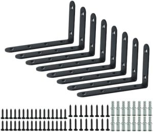 Hyllestøtter og -fester |  Flytende hyllesupporter, svart bracket for hyller, tungt L-bracket hjørneforsterkning, leddvinkelbracket for opphengsstøtte, 5×3 tommer, pakke med 8. Hyllestøtter og -fester Hyllestøtter og -fester