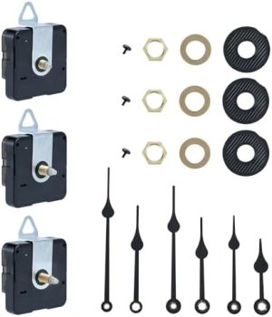 Klokkeutstyr |  3 stk klokkemekanisme erstatning, batteridrevet klokkesett med klokkehender, stille klokkedeler, aksellengde 12 mm, 16 mm og 23 mm Klokkeutstyr Klokkeutstyr