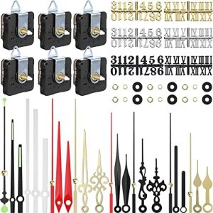 Klokkeutstyr |  6 deler kvarts DIY veggklokke, 6 klokkesiffer-sett, bevegelsesmekanisme batteridrevet klokkemotor-sett med 8 forskjellige par visere for DIY klokkerettelse. Klokkeutstyr Klokkeutstyr