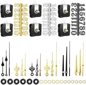 Klokkeutstyr |  6 stk høy moment klokkemekanismer med batteridrift, lang aksel kvarts klokkeverk med 6 sett visere og 3 klokkenumre kit for veggklokke DIY motorutskifting reparasjonsdeler (22 mm aksel) Klokkeutstyr Klokkeutstyr