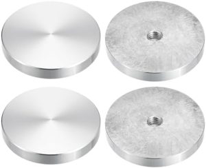 Møbelbeslag |  M8-gjenge 50 mm diameter rund form aluminiumskive hardware 4 stk, aluminiums sirkel skive glass topp adapter for glassbord Maskinvare Møbelbeslag