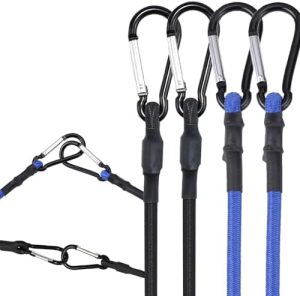 Presenninger og festemidler |  24-tommers bungee-strikker med krok, 4-pakning bungee-strikker med karabinkrok i aluminium, bungee-strikker for tungt bruk utendørs, ekstra sterke elastiske tau med karabinkroker for telt, camping, presenninger, sykkel og stativ. Maskinvare Presenninger og festemidler