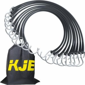 Presenninger og festemidler |  50-pakning 21″ Gummibungee-kabler med S-kroker – Kvalitets EPDM, kraftige svarte bungee-stropper, ideelle for utendørs festing, sikring av presenninger, lerret, last i kalde og varme klimaer Maskinvare Presenninger og festemidler