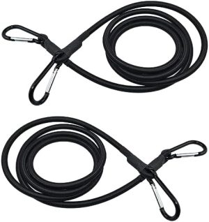 Presenninger og festemidler |  Bungee Snorer Med Karabinkroker, Zese 2-Pack Svart Ekstra Sterke Bungee Stropper 24″ Tungt Elastisk Festebånd For Telt, Last, Kajakk, Sykkel Tau, Presenning, Bagasje Maskinvare Presenninger og festemidler