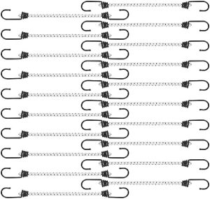 Presenninger og festemidler |  Bungee Snorer med Kroker 6-Tommer, Små UV-Bestandige Krok Bungee Snorer for Camping Presenninger, Festebånd for Utendørs Bruk – 20 Pakke Maskinvare Presenninger og festemidler