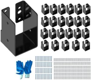 Støtter og bjelkelagsholdere |  Skjulte bjelkefester (24-pakning) – 2″ X 4″ stålplater bjelkebraketter – Utendørs skjulte – Flensfester – For bruk med 2″ X 4″ trelast – Komplett med treskruer og et par hansker. Maskinvare Støtter og bjelkelagsholdere