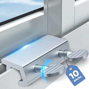 Vindu Hardware |  Glatte vinduslåser opp og ned – Vindu sikkerhet – 10 sett barnevennlige hjemsikkerhetsglass vertikale vindusstoppere justerbare aluminiums dobbeltglide vinduslåser beskyttelse for barn på terrasse, reise, AC, campingvogn. Maskinvare Vindu Hardware