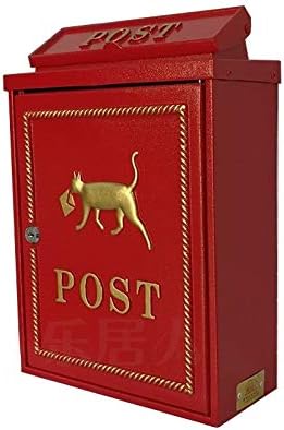 Postkasser og tilbehør |  Europeisk stil veggmontert budkasse for katt, postkasse, aviskasse, villa postkasse, hvit, 11,31″ x 5,7″ x 15,99″ (farge: rød) Maskinvare Postkasser og tilbehør